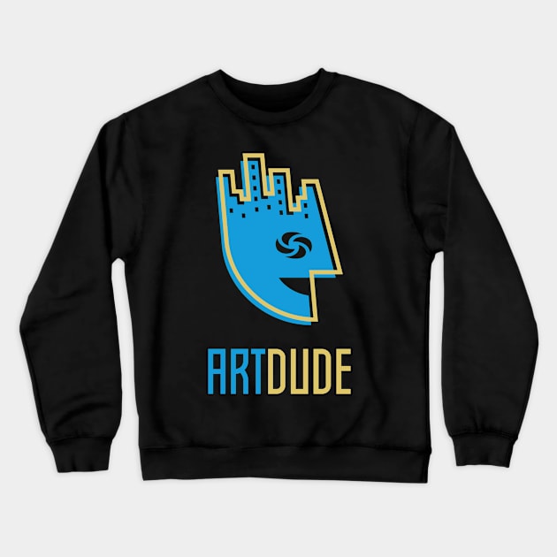 YourArtDude Logo In Blue And Gold Crewneck Sweatshirt by yourartdude